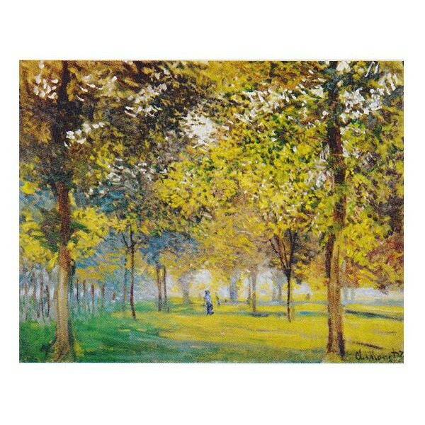世界の名画 絵画 クロード・モネ作 「アルジャントューユの広場の並木道」 F6号 額縁付 世界の名画シリーズ プリハード-新品