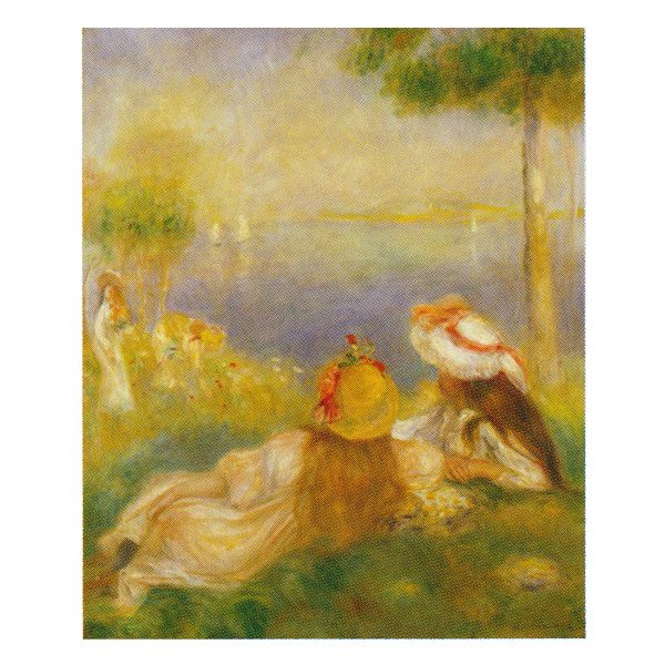 世界の名画 絵画 ピエール・オーギュスト・ルノワール作 「海辺の若い娘達」 F8号 額縁付 世界の名画シリーズ プリハード-新品｜絵画 掛軸 額縁屋 ＴＯＵＯ