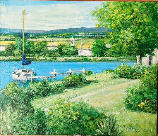 日本の名画 油絵 肉筆絵画 キャンバス木枠張り/写真の額縁付き/他の額縁を選ぶ 春野修一作 「仏・ブルゴニュ」F10|絵画 掛軸 額縁屋 TOUO
