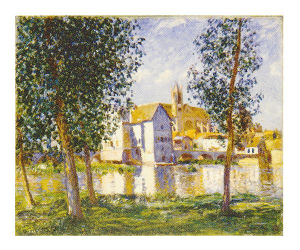 絵画 名画 複製画 フレーム 額縁付 アルフレッド・シスレー 「ロワン河沿いの町モレ」 F3号 世界の名画シリーズ
