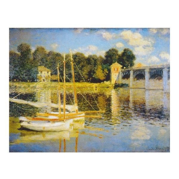 絵画 名画 複製画 フレーム 額縁付 クロード・モネ 「アルジャントューユの橋」 P25号 世界の名画シリーズ