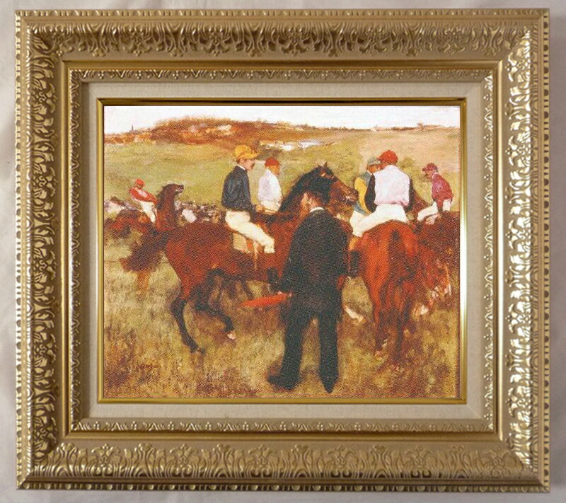絵画 名画 複製画 フレーム 額縁付 エドガー・ドガ 「競走馬」 F6号 世界の名画シリーズ