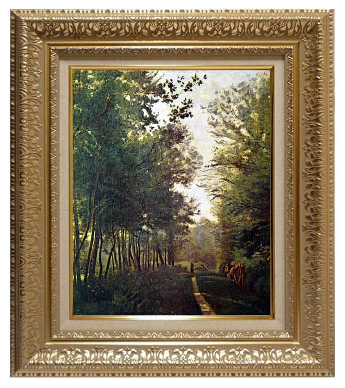 世界の名画 絵画 複製名画 額縁付(MJ108N-G) ジャン・バティスト・カミーユ・コロー 「ヴィル・ダヴレー」 3号 ~ お買い得サイズ:F3号 F8号|絵画 掛軸 額縁屋 TOUO