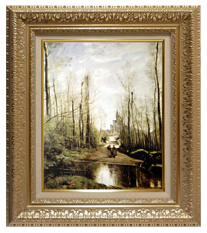 世界の名画 絵画 複製名画 額縁付(MJ108N-G) ジャン・バティスト・カミーユ・コロー 「マルセールの教会」 3号 ~ お買い得サイズ:F3号 P15号|絵画 掛軸 額縁屋 TOUO
