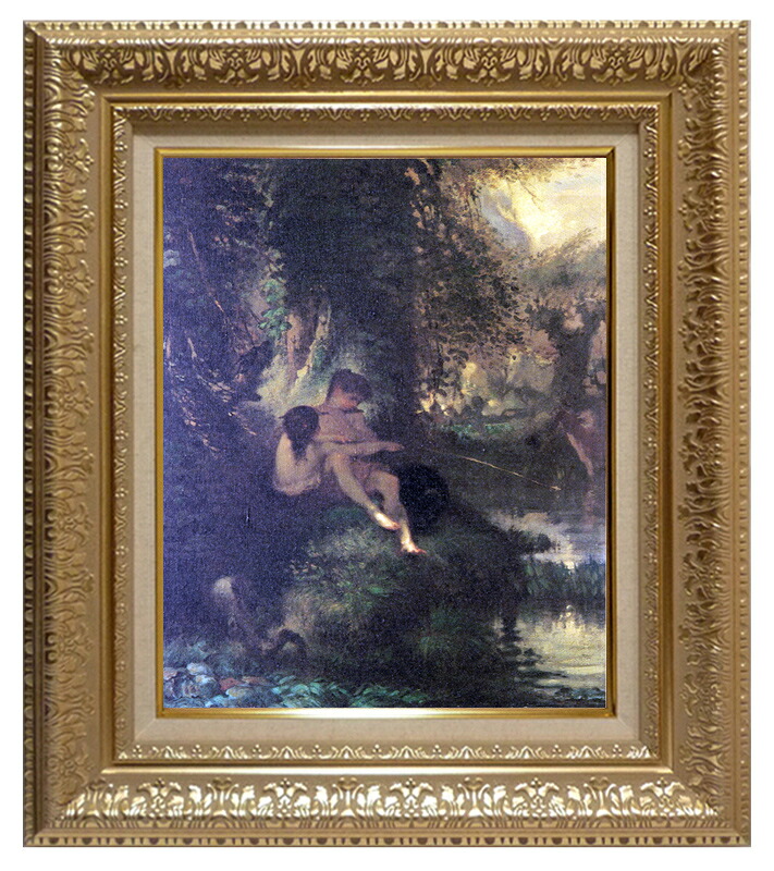 世界の名画 絵画 複製名画 額縁付(MJ108N-G) ジャン・フランソワ・ミレー 「ダフニスとクロエ」 3号 ~ お買い得サイズ:F3号 P10号|絵画 掛軸 額縁屋 TOUO