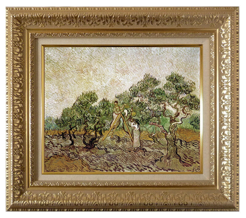 世界の名画 絵画 複製名画 額縁付(MJ108N-G) ヴィンセント・ヴァン・ゴッホ 「オリーブ園」 3号 ～ お買い得サイズ：F6号