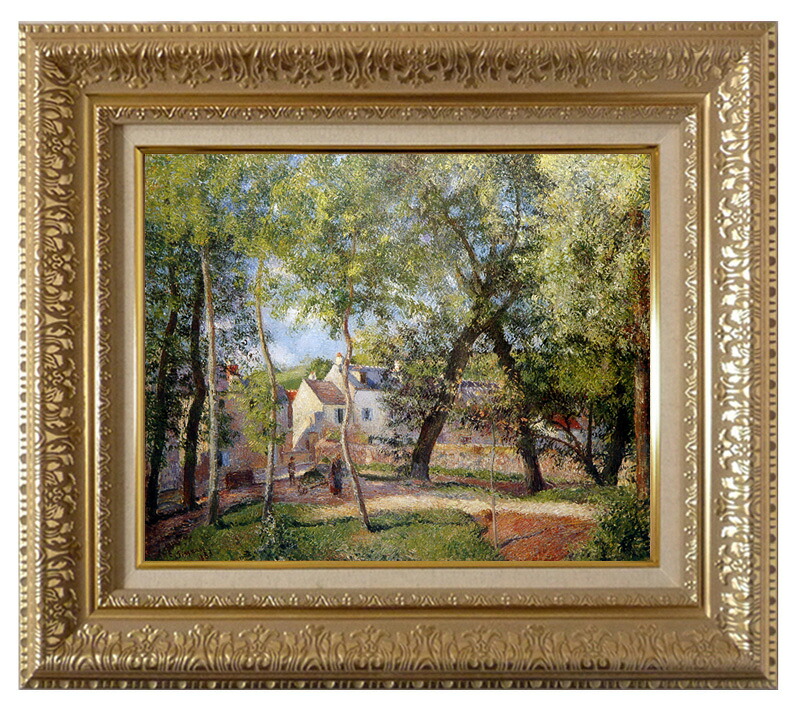 絵画 世界の名画 複製画 額縁付 (MJ108N-G) カミーユ・ピサロ 「オスニーの水飲み場近くの風景」 3号 ～ お買い得サイズ：F6号