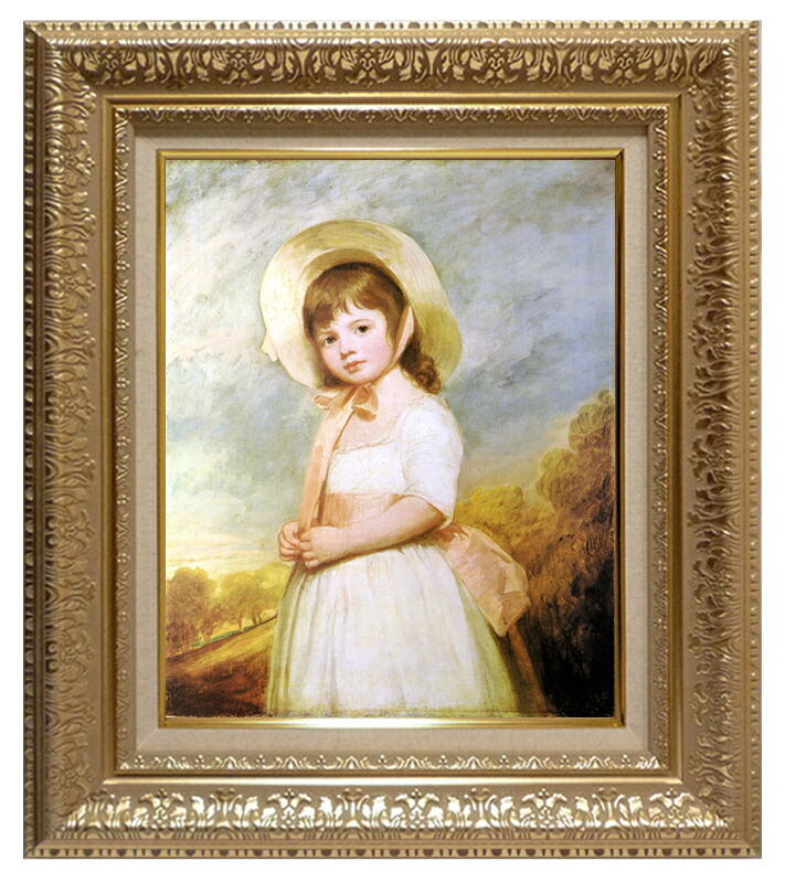 絵画 世界の名画 複製画 額縁付 (MJ108N-G) ジョージ・ロムニー 「ウィロビー嬢」 3号 ~ お買い得サイズ:F8号|絵画 掛軸 額縁屋 TOUO