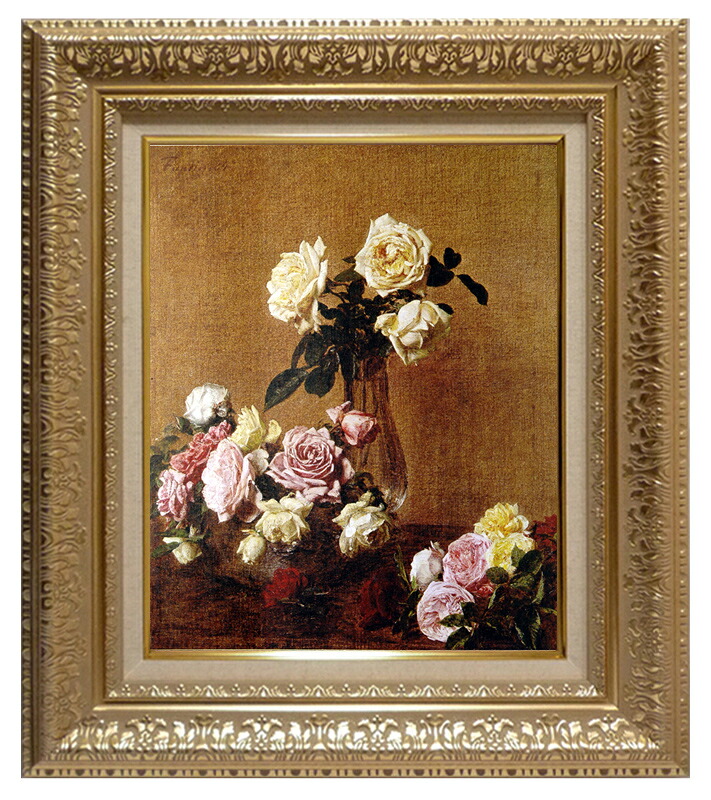 絵画 世界の名画 複製画 額縁付 (MJ108N-G) アンリ・ファンタン・ラトゥール 「流れに憩う鹿」 3号 ~ お買い得サイズ:F8号|絵画 掛軸 額縁屋 TOUO