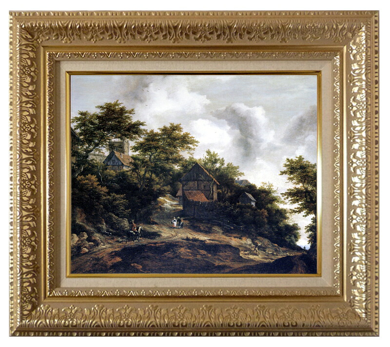 世界の名画 絵画 複製名画 額縁付 (MJ108N-G) ヤーコブ・ファン・ロイスダール 「ベントハイム城の見える風景」 3号 ~ お買い得サイズ:F8号|絵画 掛軸 額縁屋 TOUO
