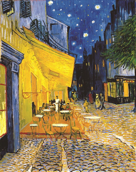 絵画 世界の名画 複製画 額縁付 (MJ108N-G) ヴィンセント・ヴァン・ゴッホ 「夜のカフェテラス」 3号 ～ お買い得サイズ：F8号 P10号