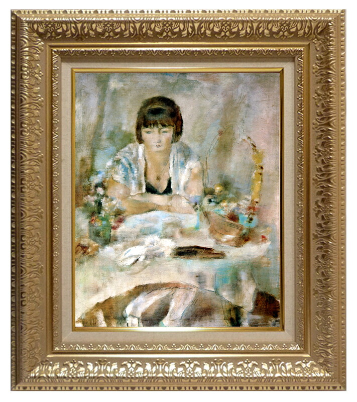 絵画 世界の名画 複製画 額縁付 (MJ108N-G) ジュール・パスキン 「ルーシー・クローグの肖像」 3号 ～ お買い得サイズ：P10号