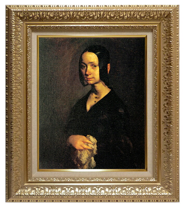 絵画 世界の名画 複製画 額縁付 (MJ108N-G) ジャン・フランソワ・ミレー 「ポーリーヌ・オノの肖像」 3号 ～ お買い得サイズ：F3号 P10号