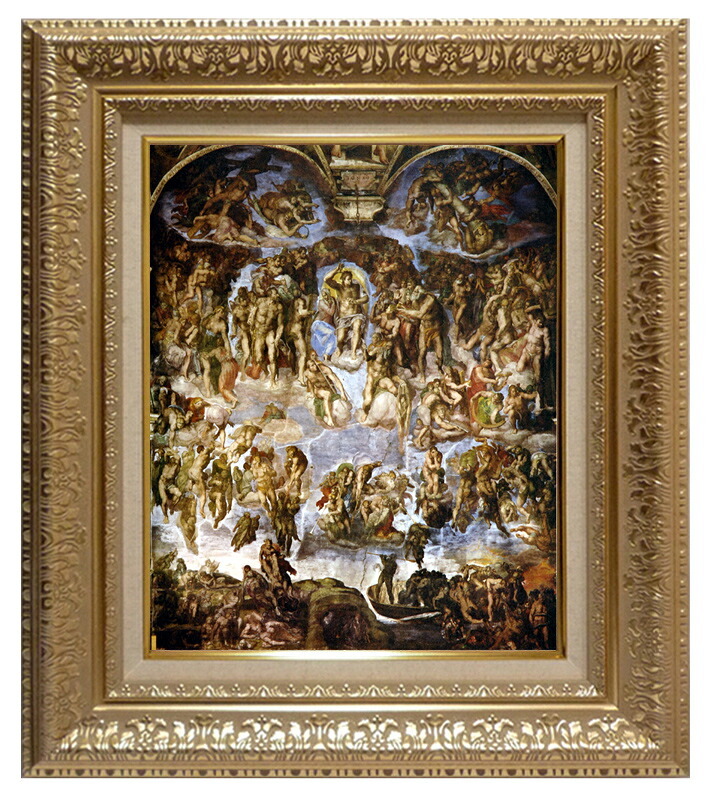 絵画 世界の名画 複製画 額縁付 (MJ108N-G) ミケランジェロ・ブオナローティー 「最後の審判」 3号 ~ お買い得サイズ:大全紙|絵画 掛軸 額縁屋 TOUO