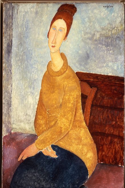 世界の名画 絵画 複製名画 額縁付 (MJ108N-G) アメディオ・モディリアーニ 「黄色のセーターを着たジャンヌ」 3号 ~ お買い得サイズ:M12号|絵画 掛軸 額縁屋 TOUO