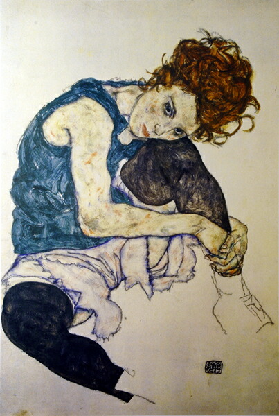 楽天市場】☆ エゴン・シーレ 「左ひざを折って座る女」 アート紙に