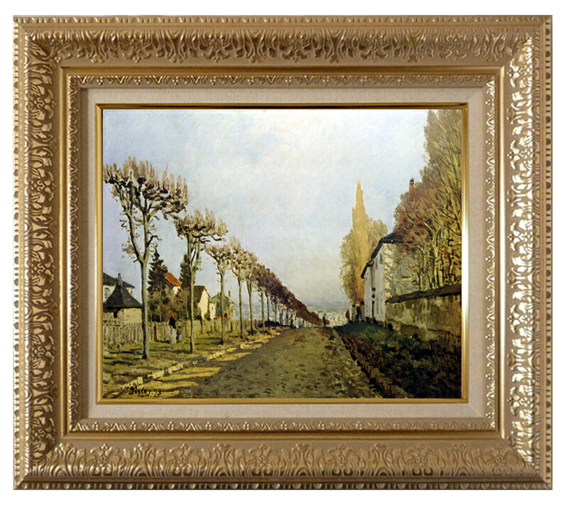 絵画 世界の名画 複製画 額縁付 (MJ108N-G) アルフレッド・シスレー 「セーヴルへの眺め」 3号 ～ お買い得サイズ：P10号 M15号｜絵画 掛軸 額縁屋 ＴＯＵＯ