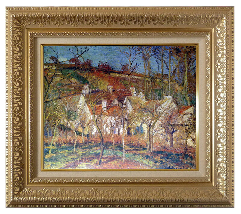 絵画 世界の名画 複製画 額縁付 (MJ108N-G) カミーユ・ピサロ 「赤い屋根」 3号 ～ お買い得サイズ：F8号 F15号｜絵画 掛軸 額縁屋 ＴＯＵＯ
