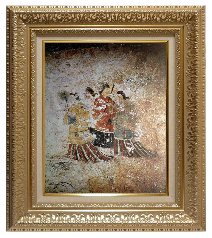絵画 世界の名画 複製画 額縁付 (MJ108N-G) 奈良県明日香村 「高松塚古墳壁画(西)」 3号 ~ お買い得サイズ:M20A号|絵画 掛軸 額縁屋 TOUO