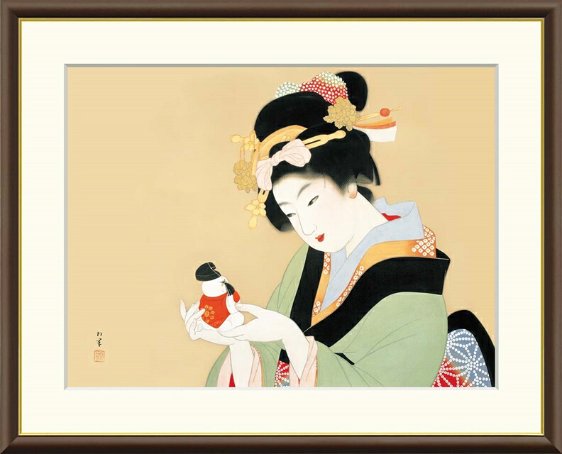 絵画 高精細デジタル版画 額装絵画 日本の名画シリーズ 上村松園 (うえむら しょうえん) 「 御所人形 」 サイズ F4 F6 F8号｜絵画 掛軸 額縁屋 ＴＯＵＯ