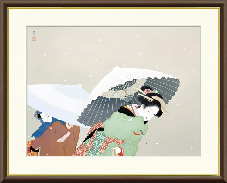 絵画 高精細デジタル版画 額装絵画 日本の名画シリーズ 上村松園 (うえむら しょうえん) 「 牡丹雪 」 サイズ F4 F6 F8号