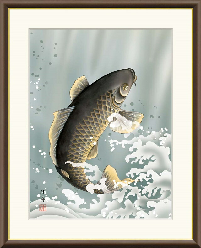 【幸福】運気上昇　鯉と睡蓮の日本画 74cm x 55cm 幸福】運気上昇 鯉と睡蓮の日本画 74cm x 55cm - メルカリ