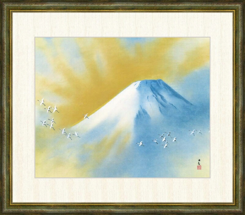 楽天市場】横山大観「冬の夕」複製画 額入り 色紙額 特殊工芸画 冬 雪