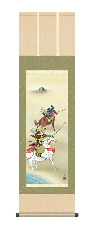 日本の掛け軸全種掲載 掛け軸 高精細巧芸画 純国産日本の掛け軸全種掲載 掛け軸 節句画 阿部 静雅 「大成武者」 尺三 オニックス風鎮 防虫香サービス