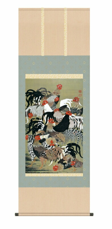 楽天市場】掛け軸 掛軸 伊藤若冲 （いとうじゃくちゅう）・群鶏図