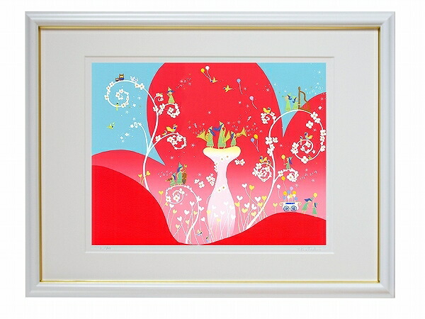 日本の名画 絵画 シルクスクリーン版画 吉岡浩太郎 三三 606X455mm シートのみ 「花のフェスティバル」