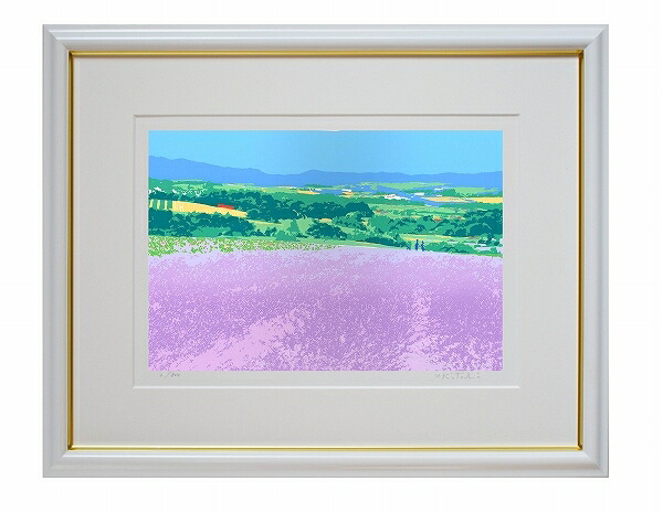 日本の名画 絵画 シルクスクリーン版画 吉岡浩太郎 大衣 509X394mm シートのみ 「幸せの散歩道」
