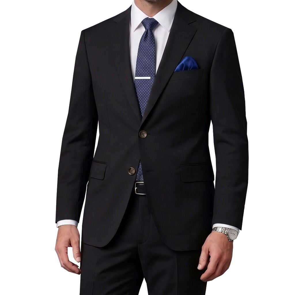 【お取り寄せ商品】DadyCosta スーツ 春夏秋 メンズ シングルスーツ 2つボタン ビジネススーツ ブラック 黒無地 0203 A4 A5 A6 AB5 AB6|TRADHOUSEFUKIYA