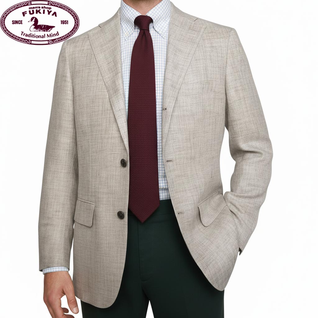 ジャケット メンズ 春夏 麻100% オックスフォードクラシック プレミアムライン (OXFORD CLASSIC PremiumLine) 段返り三つボタン ヘザーアイボリー 0352 AS AM ALL ABS ABM ABL BBM BBL BB3L｜TRADHOUSEFUKIYA