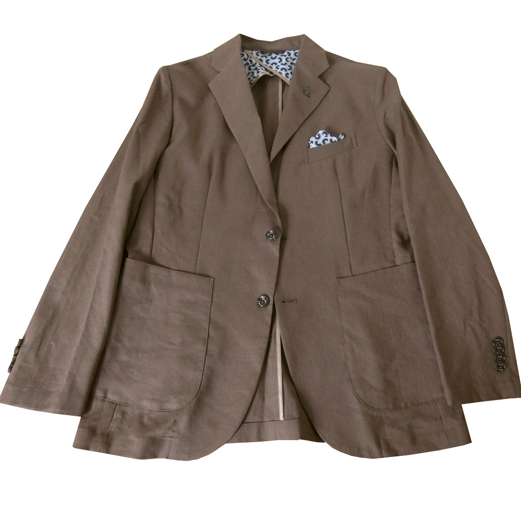 ジーステージ(G-stage) メンズ ストレッチ 麻混 ジャケット SORONA ブラウン 3007 48(L)|TRADHOUSEFUKIYA