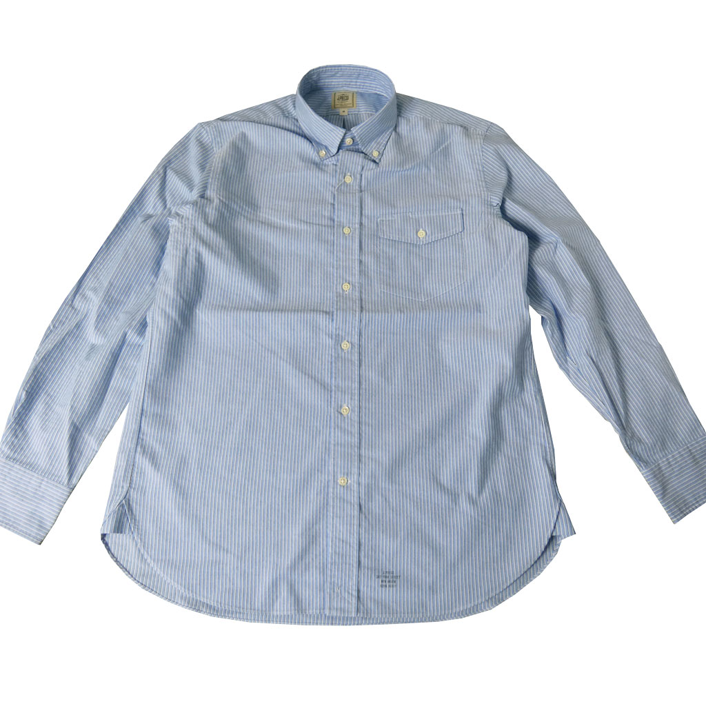 ジェイプレス (J.PRESS) ボタンダウンシャツ メンズ長袖シャツ ブルー系 ストライプ 2173 （M 衿39cm-裄丈84cm）（L 衿41cm-裄丈85cm）（XL 衿43cm-裄丈86cm）