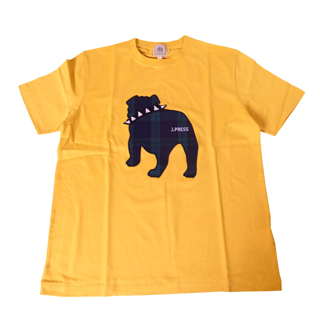 ジェイプレス (J.PRESS) メンズ ファブリック ワッペン バックブル 半袖 Tシャツ イエロー 6040 M L