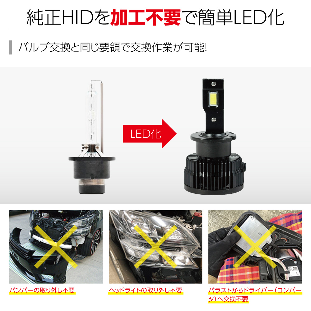 Hid邸 Ledヘッドランプ D2s D2r D4s D4r 120lm 6500k 白み 35w 2竹帛1書割 車検合う 加工不用 真 Hidを分り易いled化 Cannes Encheres Com