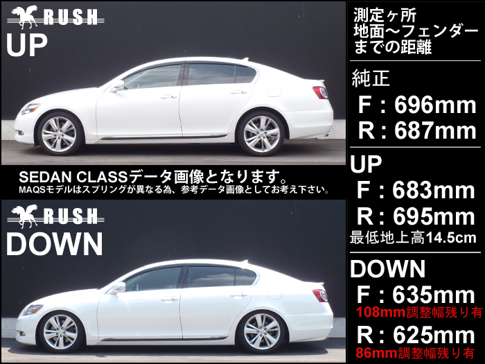 楽天市場 Rush 車高調 レクサス Gs Grs191 Gs350 前期 後期 車高短 モデル フルタップ車高調 全長調整式車高調 減衰力調整付 Rush Damper Sedan Class 車高調通販 Transport 楽天市場店