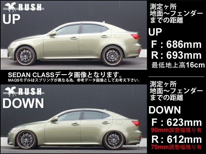 楽天市場 Rush 車高調 レクサス Is Gse Is250 前期 後期 車高短 モデル フルタップ車高調 全長調整式車高調 減衰力調整付 Rush Damper Sedan Class 車高調通販 Transport 楽天市場店