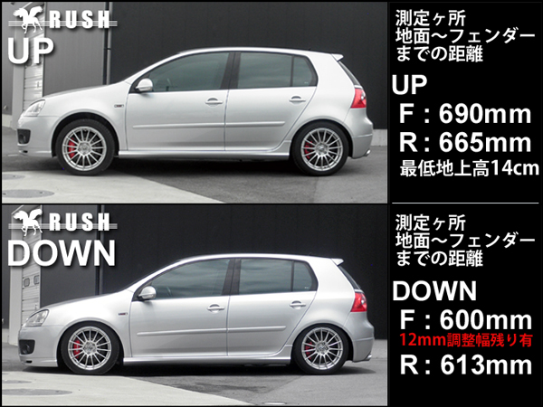 楽天市場 Rush 車高調 ゴルフ5 Gti 2wd フォルクスワーゲン 車高短 モデル フルタップ車高調 全長調整式車高調 減衰力調整付 Rush Damper Import Class 車高調通販 Transport 楽天市場店