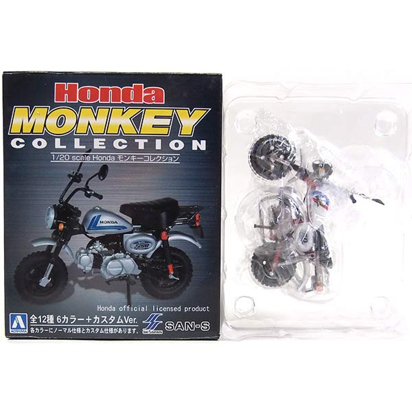 【2B】 サンエス 1/20 Honda モンキーコレクション モンキー トリコロールカラースペシャル (2001) カスタムVer バイク 原付 スクーター 原チャリ 単車 昭和おもいで ALWAYS3丁目の夕日 ミニチュア 半完成品 単品画像