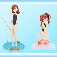 とある科学の超電磁砲 レールガン エクストラスクール水着フィギュア EX アニメ プライズ セガ（全2種フルセット＋ポスターおまけ付き）【即納 在庫品】【数量限定】【フルコンプリート】画像
