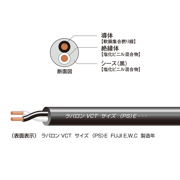 富士電線工業 ラバロン VCT 5.5sq×2芯 600V耐圧 NN 2C キャプタイヤケーブル 100m 5.5mm 1巻 2心 黒色  オンラインショッピング, 52% 割引 | saferoad.com.sa