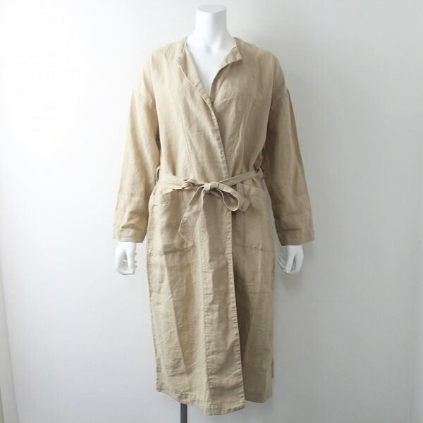 絶賛レビュー続出 スプリングセール 美品 17ss 春夏 Nest Robe ネストローブ 1076 製品染め リネン ガウン ワンピース コート アウター ベージュ 中古 高価買取中 超目玉 期間限定 コート ジャケット Jamroofing Net
