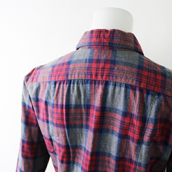 開店祝い Morikage Shirt Kyoto モリカゲシャツ キョウト コットン チェック シャツワンピース Ss レッド グレー 中古 高価買取中 正規激安 Www Sunbirdsacco Com