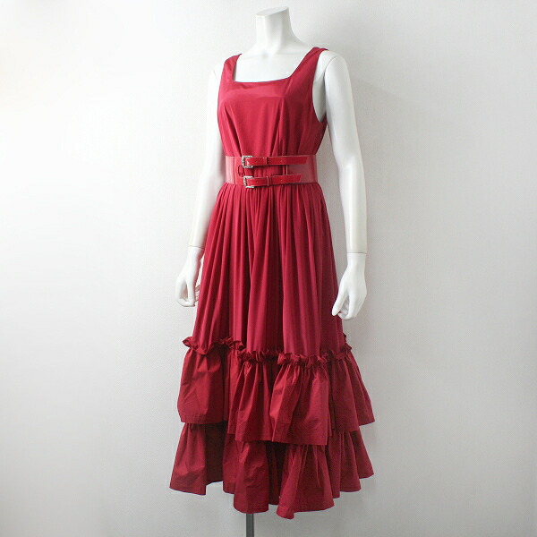 21ss Lois Crayon ロイスクレヨン ベルト付きティアードフリルノースリーブワンピースm レッド赤 中古 高価買取中 Meguiars Com Do
