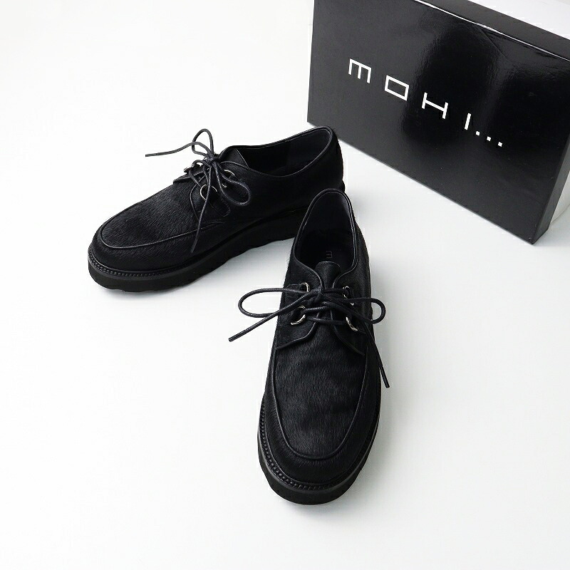 美品 定価2.1万 モヒ MOHI ポニーシューズ 35/ブラック 22cm 靴 レースアップシューズ ハラコ【2400014249316】【中古】
