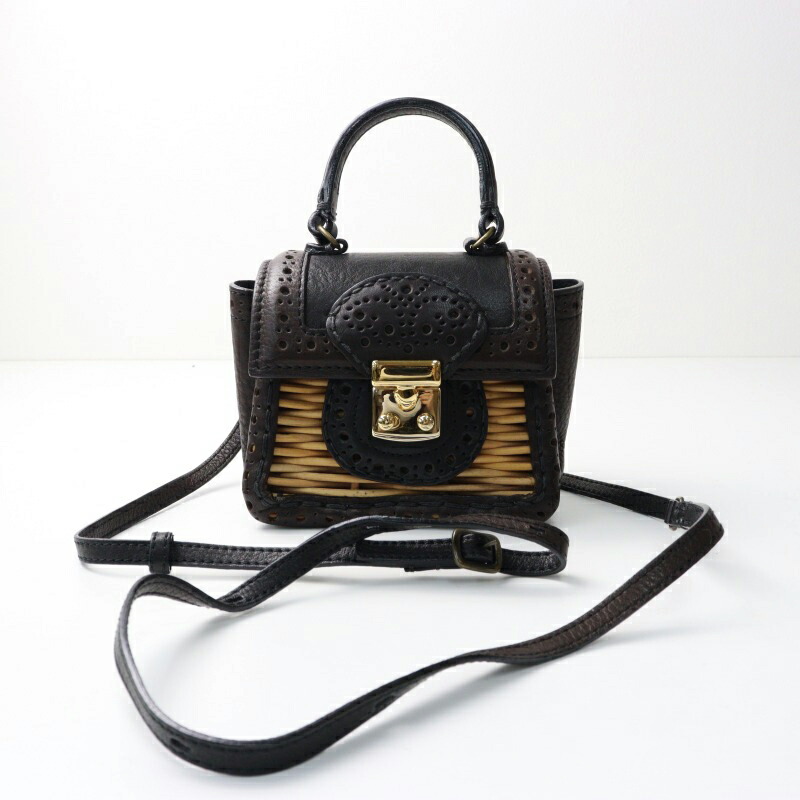 ebagos かご袋ショルダー　 防水キャンバス×紅籐 BLACK ebagos かご袋ショルダー（カゴポシェット）防水キャンバス×紅籐