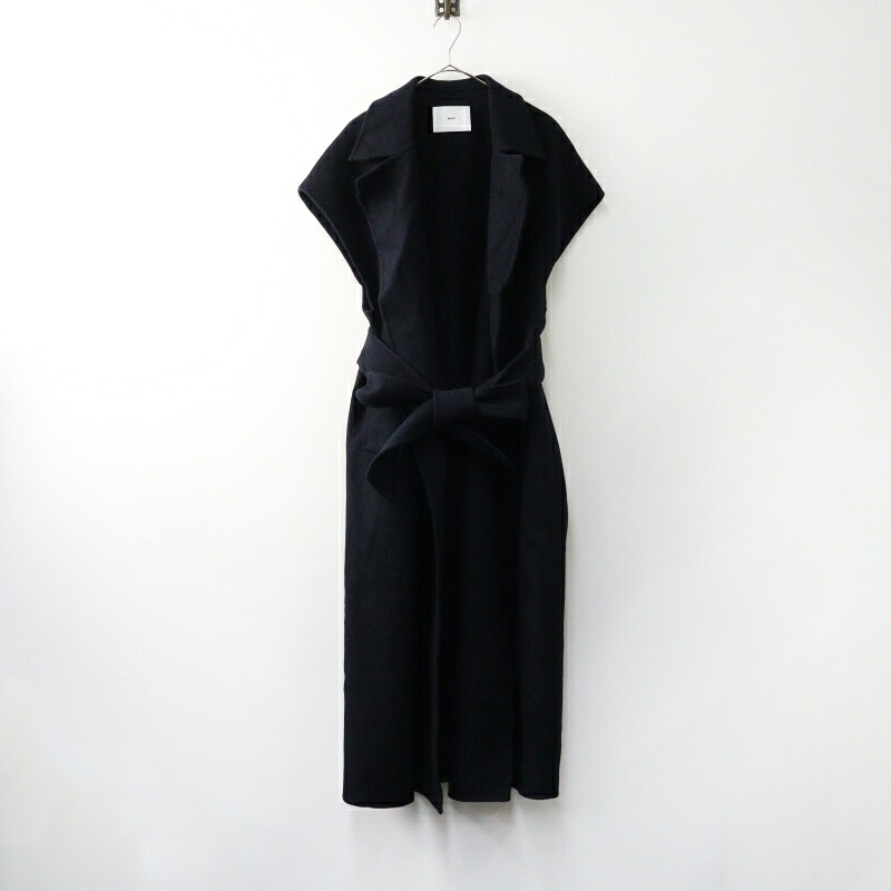 【継続期間制限事項通貨価値】オンワード樫山 ネイヴ ×NAVE AYAKO FUKUDA ボリュームリバージレ 2/黒いこと 羽織り ロング 厚地の外套 アウター メルトン【2400014505252】【中古】