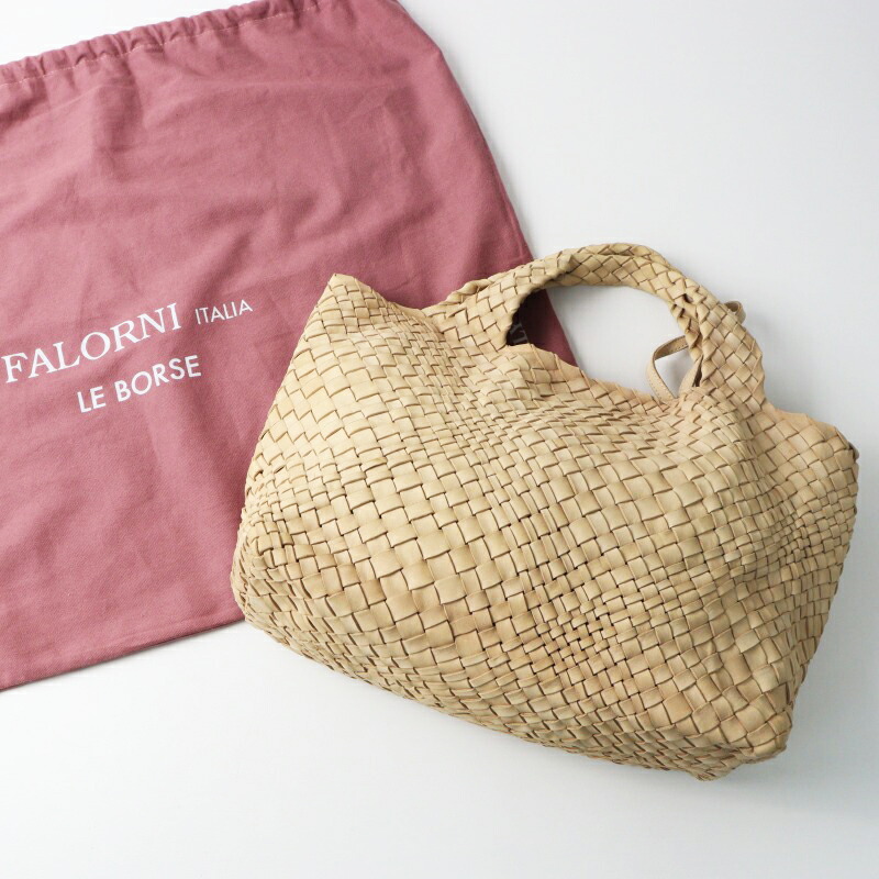 FALORNI ファロルニ　トープ　イントレチャート　ベージュ　編み込み　トート 楽天市場】残りわずか FALORNI ファロルニ A4 ラムレザー